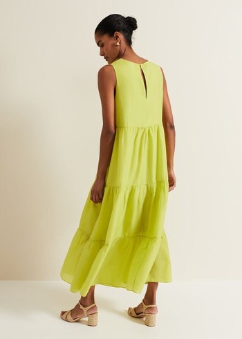 Phase Eight Sara Tiered Dress Light Green Canada | BTCSFH-453